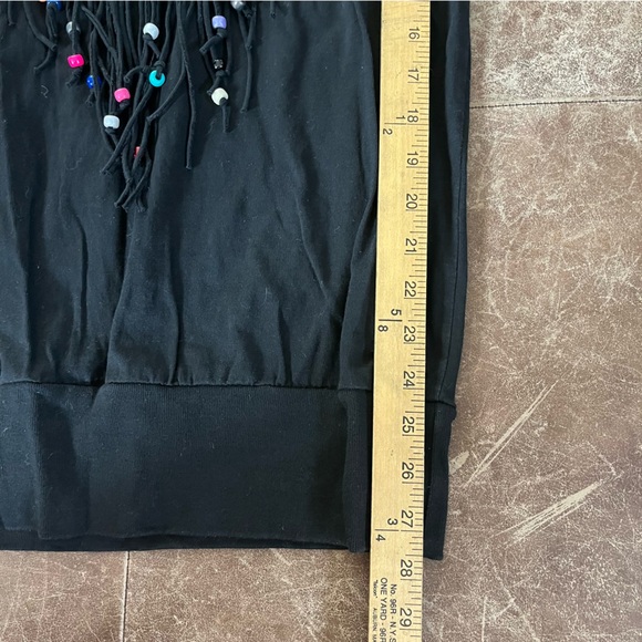 Cristina Maxx Blouse Black Pull Over Long Sleeve Boho Tribal Vintage 80s / 90s - Picture 8 of 9